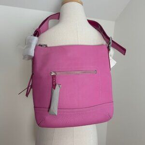 NWT Coach bright pink pebble leather crossbody duffle